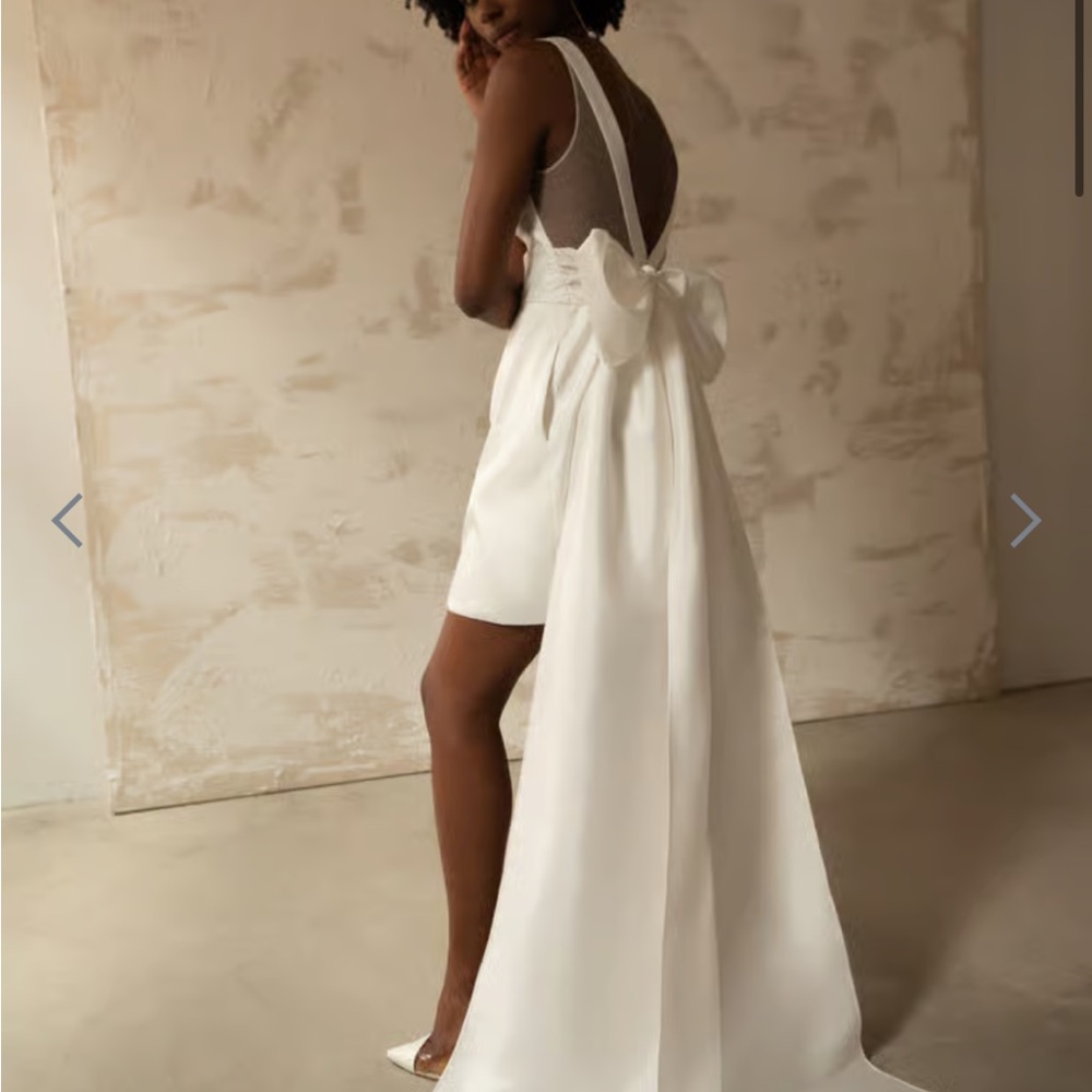 Jenny Yoo Elegant White Bow-Back Dress